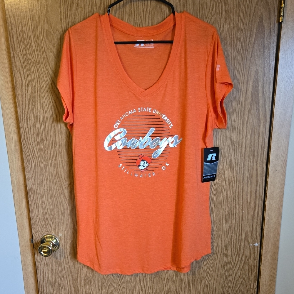 Russell Athletic Women's Bright Orange Graphic Tee